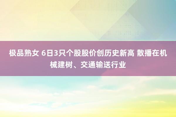 极品熟女 6日3只个股股价创历史新高 散播在机械建树、交通输送行业