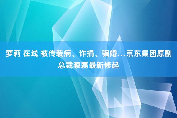 萝莉 在线 被传装病、诈捐、骗婚…京东集团原副总裁蔡磊最新修起