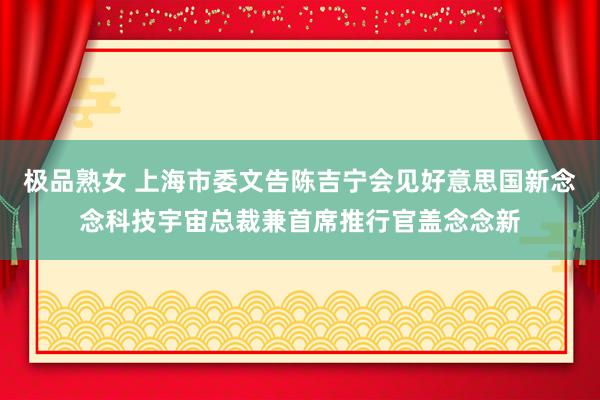 极品熟女 上海市委文告陈吉宁会见好意思国新念念科技宇宙总裁兼首席推行官盖念念新