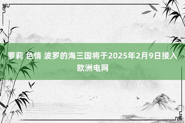 萝莉 色情 波罗的海三国将于2025年2月9日接入欧洲电网