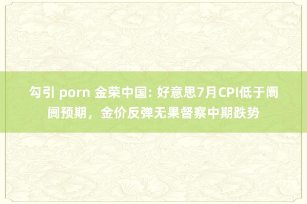 勾引 porn 金荣中国: 好意思7月CPI低于阛阓预期，金价反弹无果督察中期跌势