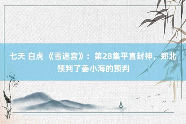 七天 白虎 《雪迷宫》：第28集平直封神，郑北预判了姜小海的预判