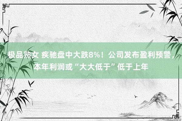 极品熟女 疾驰盘中大跌8%！公司发布盈利预警，本年利润或“大大低于”低于上年