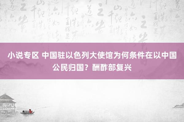 小说专区 中国驻以色列大使馆为何条件在以中国公民归国？酬酢部复兴