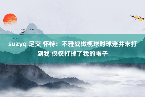 suzyq 足交 怀特：不雅战橄榄球时球迷并未打到我 仅仅打掉了我的帽子