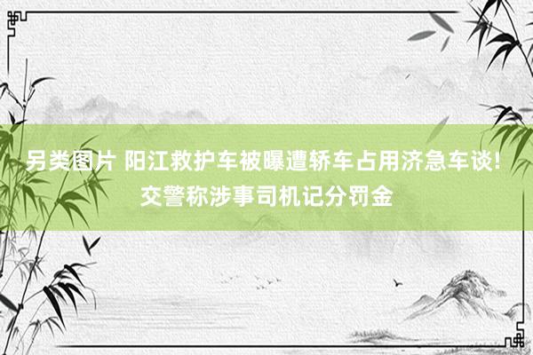 另类图片 阳江救护车被曝遭轿车占用济急车谈! 交警称涉事司机记分罚金