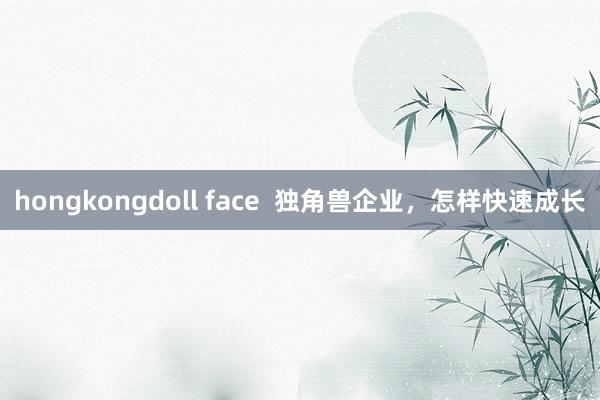 hongkongdoll face  独角兽企业，怎样快速成长