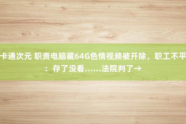 卡通次元 职责电脑藏64G色情视频被开除，职工不平：存了没看......法院判了→