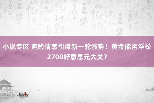 小说专区 避险情感引爆新一轮涨势！黄金能否浮松2700好意思元大关？