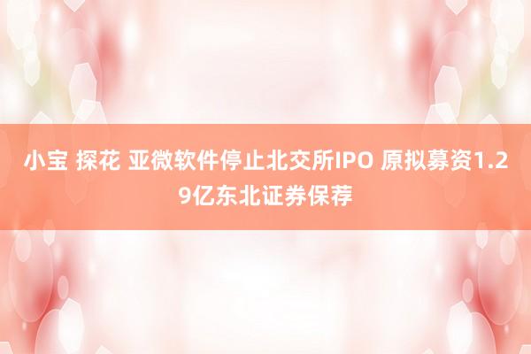 小宝 探花 亚微软件停止北交所IPO 原拟募资1.29亿东北证券保荐