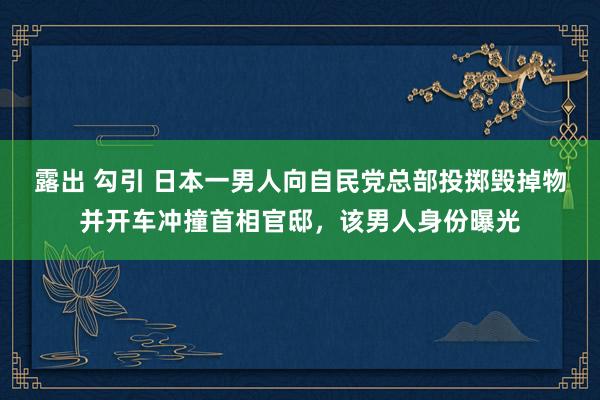 露出 勾引 日本一男人向自民党总部投掷毁掉物并开车冲撞首相官邸，该男人身份曝光