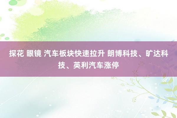 探花 眼镜 汽车板块快速拉升 朗博科技、旷达科技、英利汽车涨停