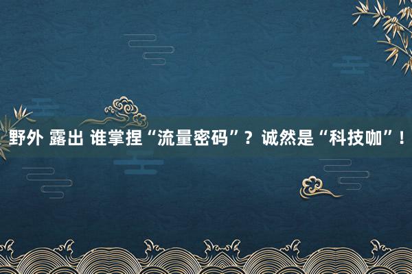 野外 露出 谁掌捏“流量密码”？诚然是“科技咖”！