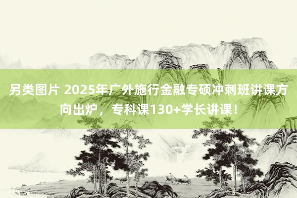 另类图片 2025年广外施行金融专硕冲刺班讲课方向出炉，专科课130+学长讲课！