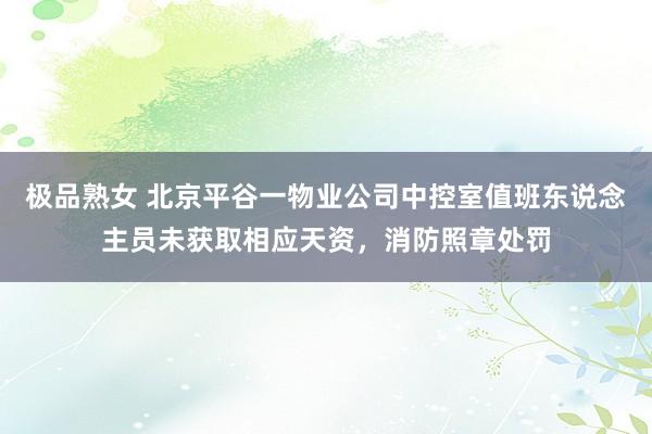 极品熟女 北京平谷一物业公司中控室值班东说念主员未获取相应天资，消防照章处罚