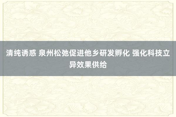 清纯诱惑 泉州松弛促进他乡研发孵化 强化科技立异效果供给