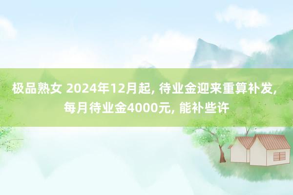 极品熟女 2024年12月起， 待业金迎来重算补发， 每月待业金4000元， 能补些许