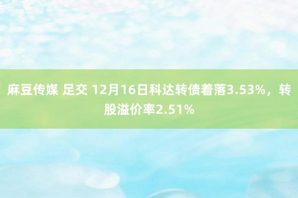 麻豆传媒 足交 12月16日科达转债着落3.53%，转股溢价率2.51%