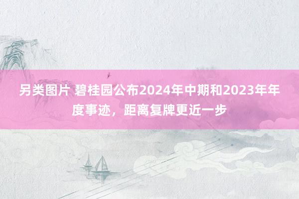 另类图片 碧桂园公布2024年中期和2023年年度事迹，距离复牌更近一步