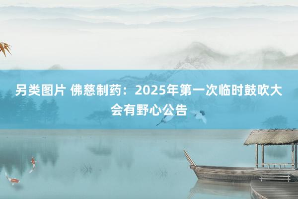 另类图片 佛慈制药：2025年第一次临时鼓吹大会有野心公告