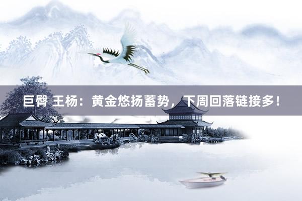 巨臀 王杨：黄金悠扬蓄势，下周回落链接多！